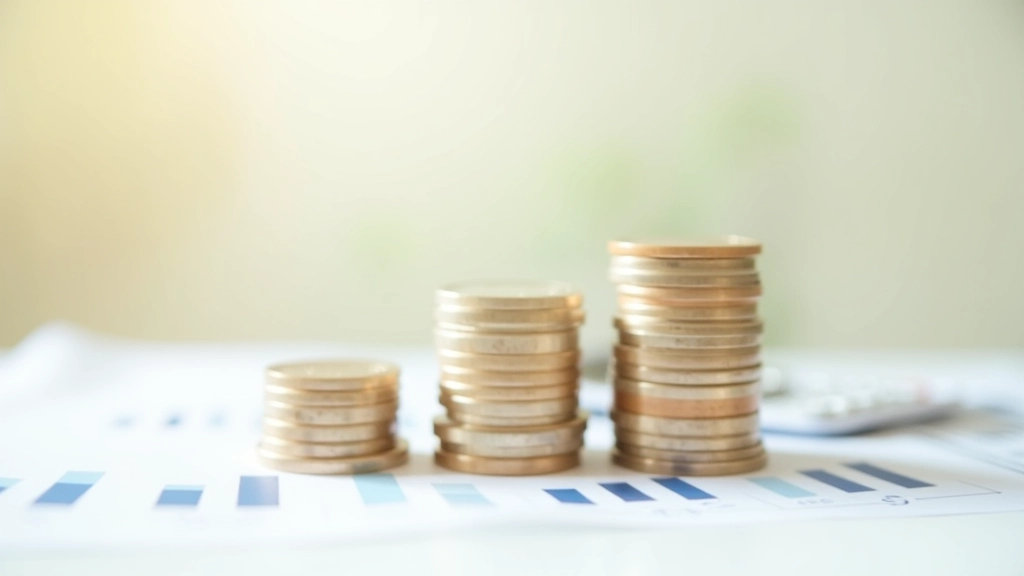 Tři spořicí účty s mincemi a grafy růstu na pozadí